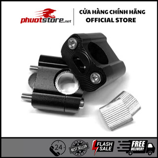 Cùm nâng ghi đông, cục nâng ghi đông xe máy rizoma nhôm màu đen phi 22 - 28mm