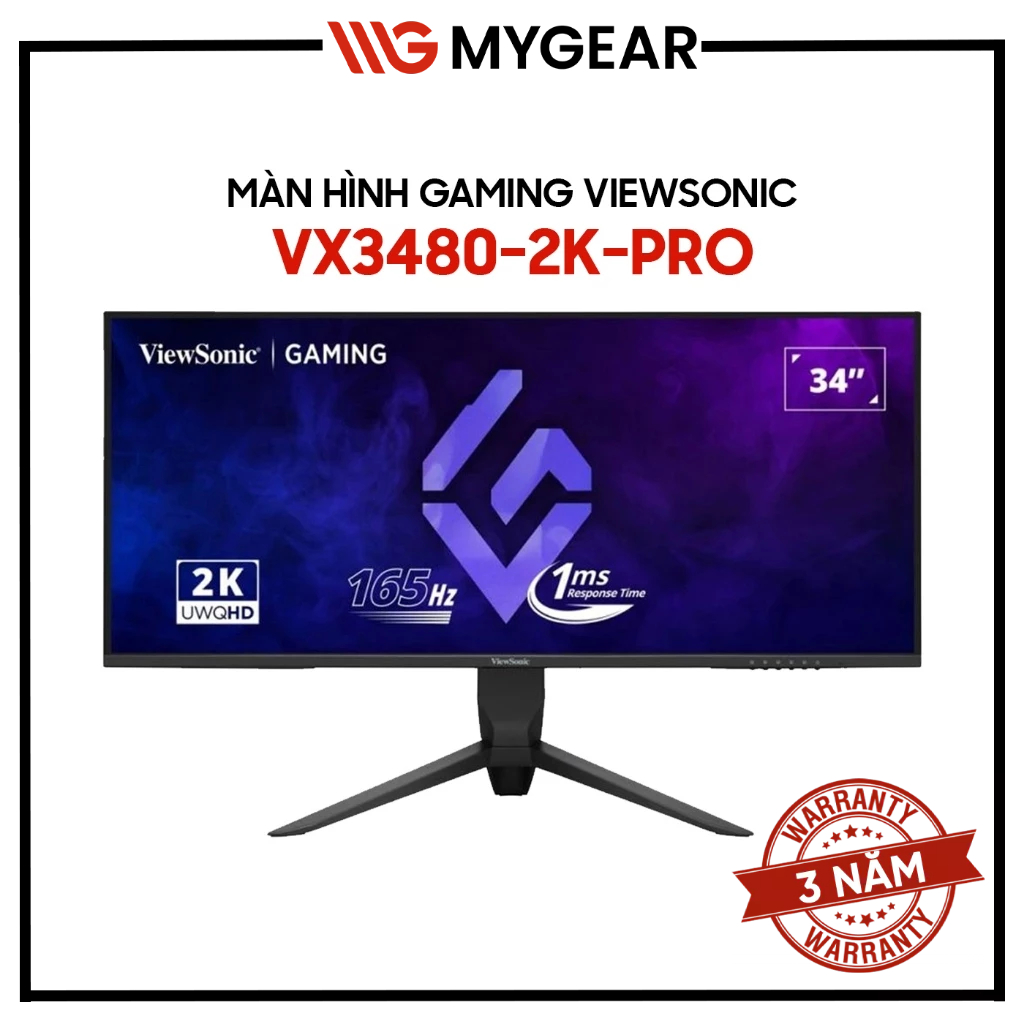 Màn hình Gaming ViewSonic VX3480-2K-PRO 34 inch UWQHD 165Hz 1ms VA - Bảo hành chính hãng  36 tháng