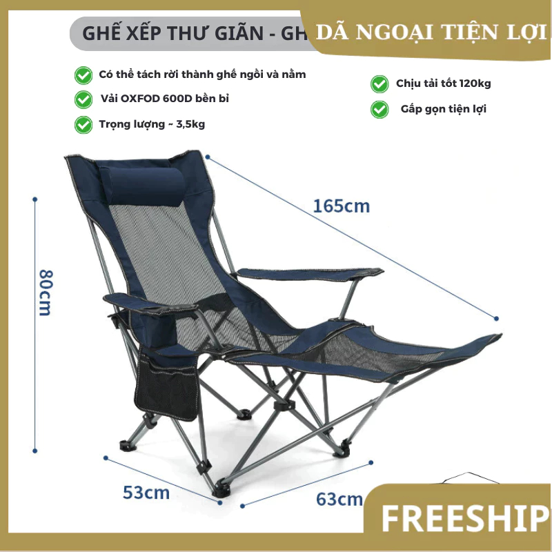 Ghế Camping Ngả Lưng Tmountain Gấp Gọn Thư Giãn Dã Ngoại Du Lịch Cao Cấp