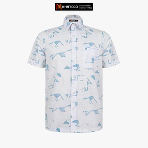 Áo sơ mi nam KHATOCO ngắn tay form Tailor Fit lai ngang mã A1MN518T2-CNIN731-2703-N