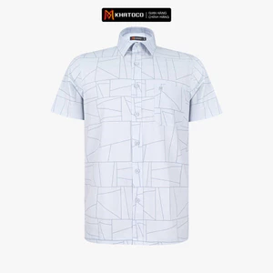 Áo sơ mi nam KHATOCO ngắn tay form Tailor Fit lai ngang mã A1MN518T2-CNIN728-2703-N