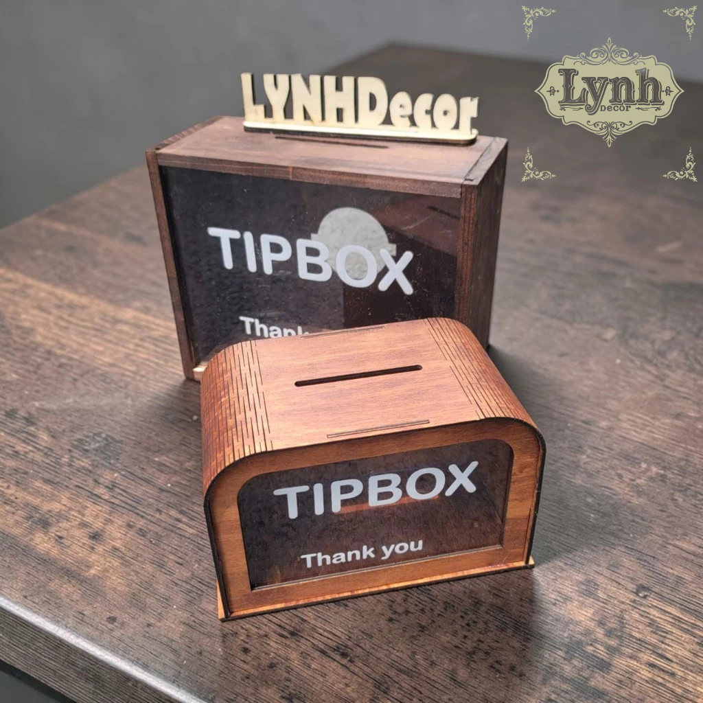 Hộp Gỗ Tipbox Khắc Tên Quán Cafe, Trà Sữa – LynhDecor Miễn Phí Thiết Kế Logo, Slogan Theo Yêu Cầu