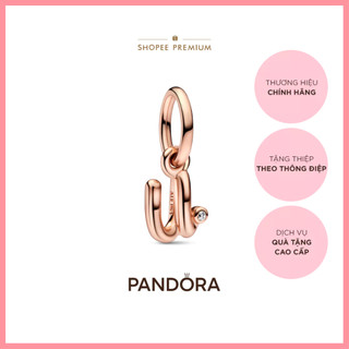 Charm Treo Pandora Moments Mạ Vàng Hồng 14K Chữ U