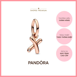 Charm Treo Pandora Moments Mạ Vàng Hồng 14K Chữ X