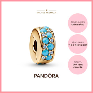 Charm Bấm Pandora Mạ Vàng 14K Đính Đá Xanh Dương