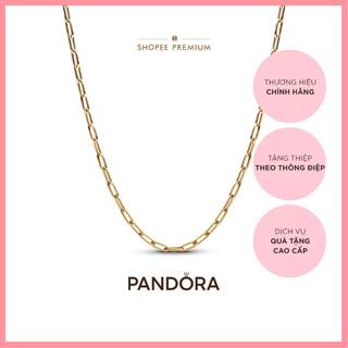 Dây Chuyền Pandora Mạ Vàng 14K Mắt Xích Dài Chữ Nhật