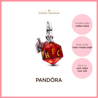Charm Pandora Hình Xúc Xắc Với Thủy Tinh Murano Đỏ Tráng Men Vàng