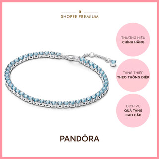 Vòng Tay Pandora Tennis Bạc Đính Đá Sắc Xanh Bầu Trời