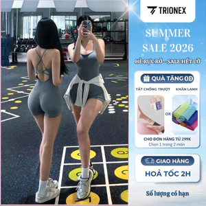 Jumpsuit Nữ Sang Chảnh TRIONEX Sẵn Mút, Set Thể Thao Nữ Liền Thân Tập Gym Yoga