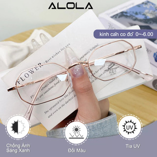 Gọng Kiếng Cận Nữ Nam ALOLA Mắt Kính Cận Gọng Cao Cấp Kim Loại Chông Tia UV Ánh Sáng Xanh Đổi Màu Khi Ra Nắng