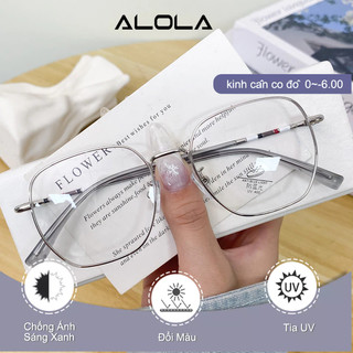 Gọng Kiếng Cận Nữ Nam ALOLA Mắt Kính Cận Gọng Da Giác Kim Loại Chông Tia UV Ánh Sáng Xanh Đổi Màu Khi Ra Nắng