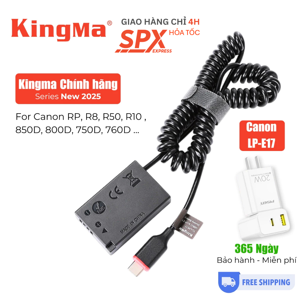Kingma LP-E17 Pin giả nguồn/ Pin ảo/ Pin Dummy cho Canon R8, RP, R50 ...