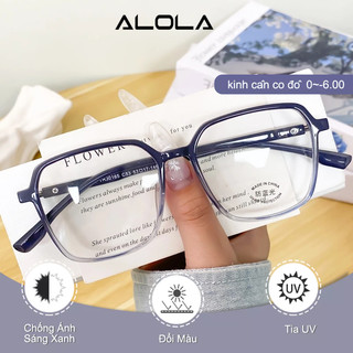 Gọng Kiếng Cận Nam Nữ ALOLA Kính Cận Gọng Đa Giác Kính Đổi Màu Khi Ra Nắng Chống Ánh Sáng Xanh Tia UV Thời Trang
