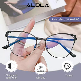 Gọng Kiếng Cận Nữ ALOLA Kính Cận Gọng Mắt Mèo Kim Loại Chống Ánh Sáng Xanh Tia UV Đổi Màu Khi Ra Nắng Thời Trang