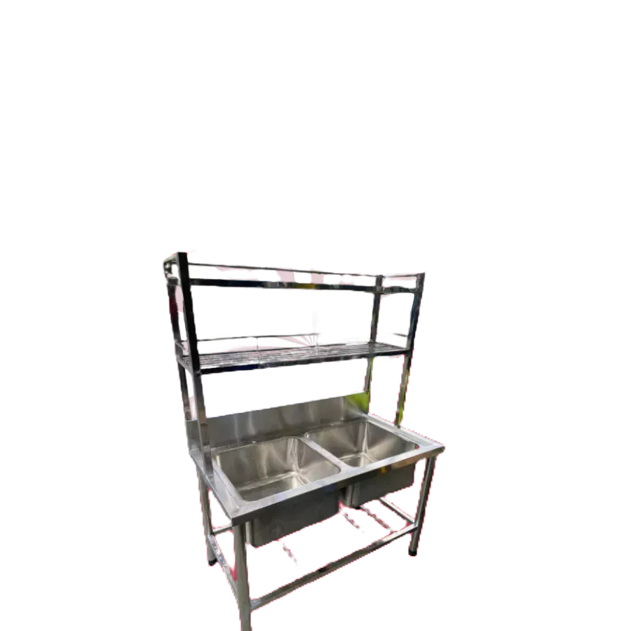 CHậu INOX Công NGHiệp hai ngăn dùng cho nhà hàng quán ăn