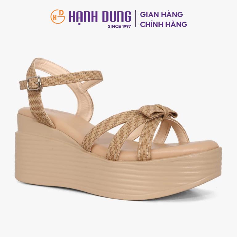 Sandal Đế Xuồng Hạnh Dung Quai Nơ Họa Tiết Vân HD1166AV