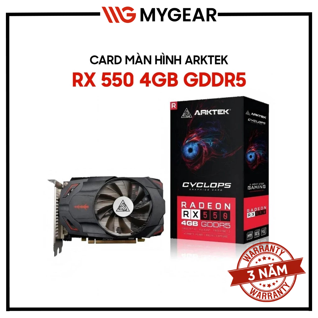 Card màn hình ARKTEK RX 550 4GB GDDR5 128-bit - Bảo hành 36 tháng ...