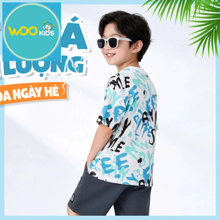 Áo Thun Bé Trai KTS26S018R Wookids | Áo Không Cổ 2-14 Tuổi Cotton 100% Thoáng Mát