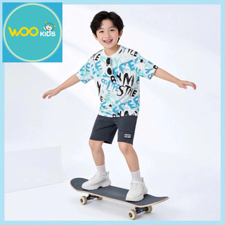 Áo Thun Bé Trai KTS26S018R Wookids | Áo Không Cổ 2-14 Tuổi Cotton 100% Thoáng Mát