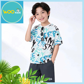 Áo Thun Bé Trai KTS26S018R Wookids | Áo Không Cổ 2-14 Tuổi Cotton 100% Thoáng Mát