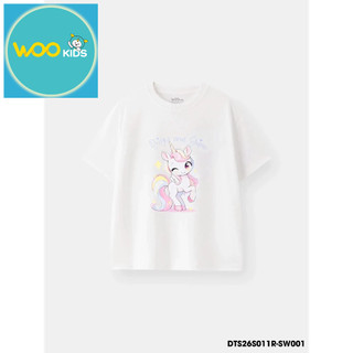 Áo Thun Không Cổ Bé Gái DTS26S011R Wookids | Áo Cotton Mềm Mát Cho Bé Gái 2-9 Tuổi