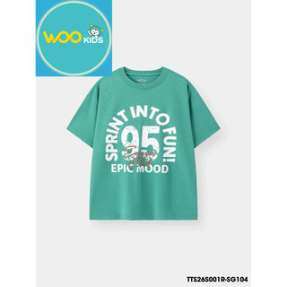 Áo Thun Không Cổ Bé Trai TTS26S001R Wookids | Áo Bé Trai 9-14 Tuổi Cotton Mềm Mát Thoáng Khí Thời Trang Trẻ Em