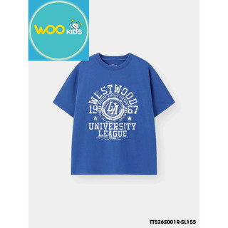 Áo Thun Không Cổ Bé Trai TTS26S001R Wookids | Áo Bé Trai 9-14 Tuổi Cotton Mềm Mát Thoáng Khí Thời Trang Trẻ Em