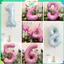 Bóng Số Tuổi Xanh Dương/Hồng Kèm Nơ Ruy Băng – Bóng Bay Decor Trang Trí Thôi Nôi,Sinh Nhật Cho Bé