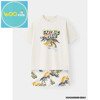 Bộ Đồ Bé Trai Màu Be KSH26S008R | Set Quần Áo Trẻ Em 2–9 Tuổi | Cotton Mềm Mát | WooKids