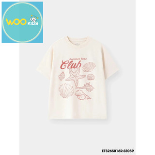 Áo Thun Không Cổ Bé Gái ETS26S016R | Áo Thun Trẻ Em 9–14 Tuổi | Cotton Mềm Mát | WooKids