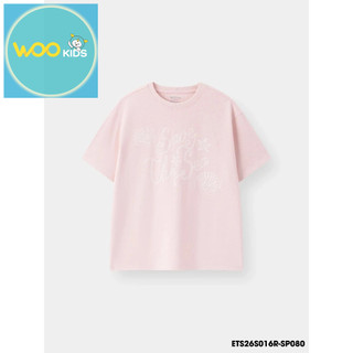 Áo Thun Không Cổ Bé Gái ETS26S016R | Áo Thun Trẻ Em 9–14 Tuổi | Cotton Mềm Mát | WooKids