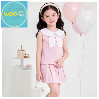 Set Đi Chơi Bé Gái GSC25S004R | Đồ Bộ Trẻ Em 2–9 Tuổi | Cotton Mềm Mát | WooKids