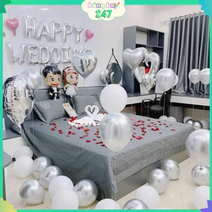 Set Trang Trí Phòng Cưới Happy Wedding, Combo Decor Tân Hôn Lãng Mạn, Cưới Hỏi Full Set