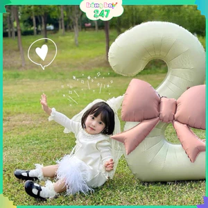 Bóng Số Trắng Sứ 70cm – Bóng Số Sinh Nhật Kèm Nơ, Decor Trang Trí Tiệc Đẹp Ngọt Ngào Sang Trọng