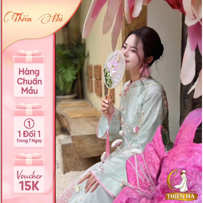 Áo dài tơ thêu cách tân dáng xuông cao cấp,áo dài tết