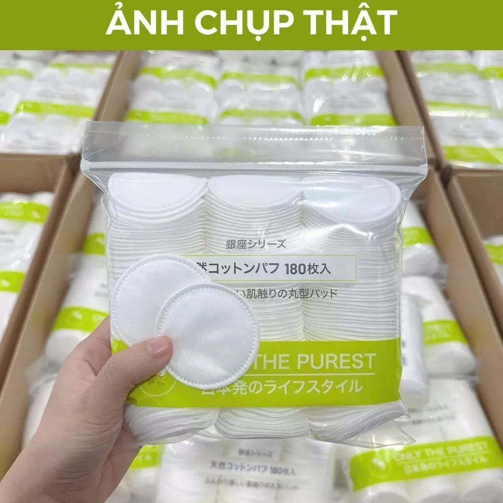 Bông Tẩy Trang Miniso 180 Miếng Nhật Bản Siêu Mềm Mại,Dai Không Xơ,Làm Sạch Sâu,Dùng Cho Da Nhạy Cảm