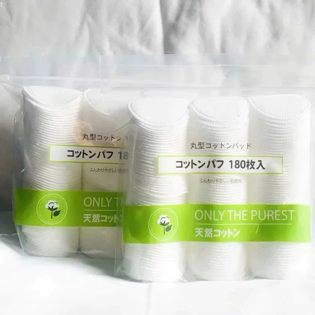 Bông Tẩy Trang Miniso 180 Miếng Nhật Bản Siêu Mềm Mại,Dai Không Xơ,Làm Sạch Sâu,Dùng Cho Da Nhạy Cảm