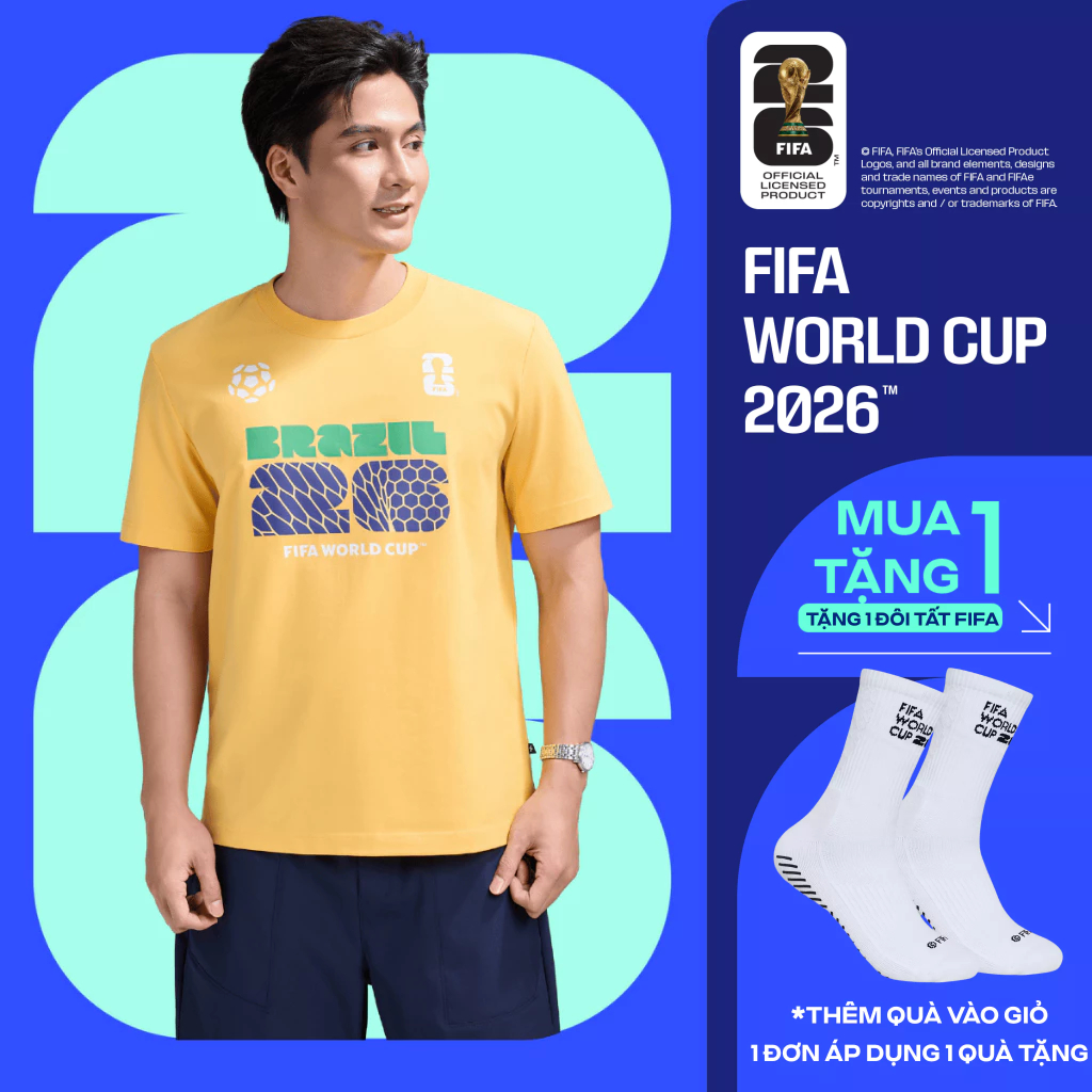 [TẶNG TẤT WC 2026]Áo thun Tshirt nam nữ Cotton Compact World Cup Brazil Edition 26, Áo cổ vũ đội tuyển Brazil thoáng khí