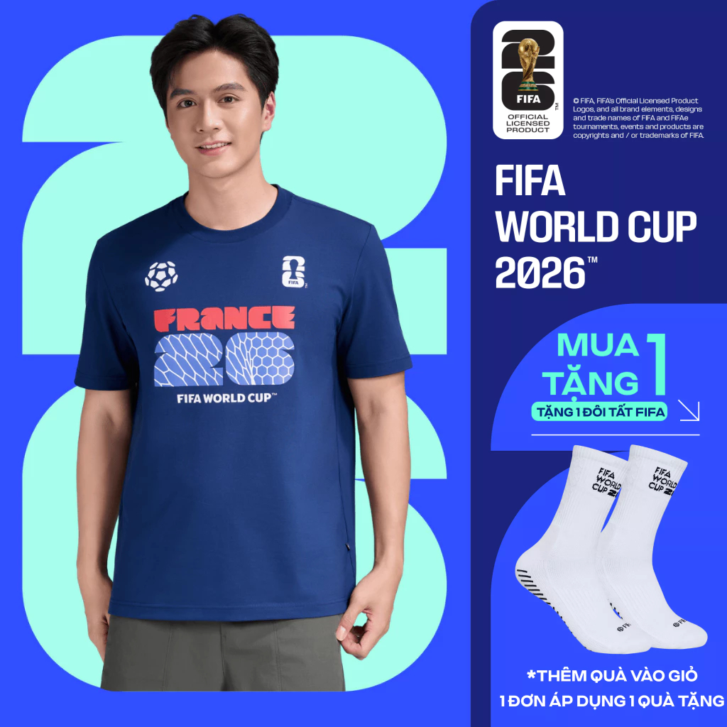 [TẶNG TẤT WC 2026]Áo thun Tshirt nam nữ Cotton Compact World Cup France Edition 26, Áo cổ vũ đội tuyển Pháp thoáng khí
