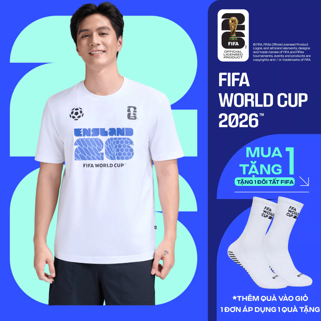 [TẶNG TẤT WC 2026]Áo thun Tshirt nam nữ Cotton Compact World Cup England Edition 26, Áo cổ vũ đội tuyển Anh thoáng khí