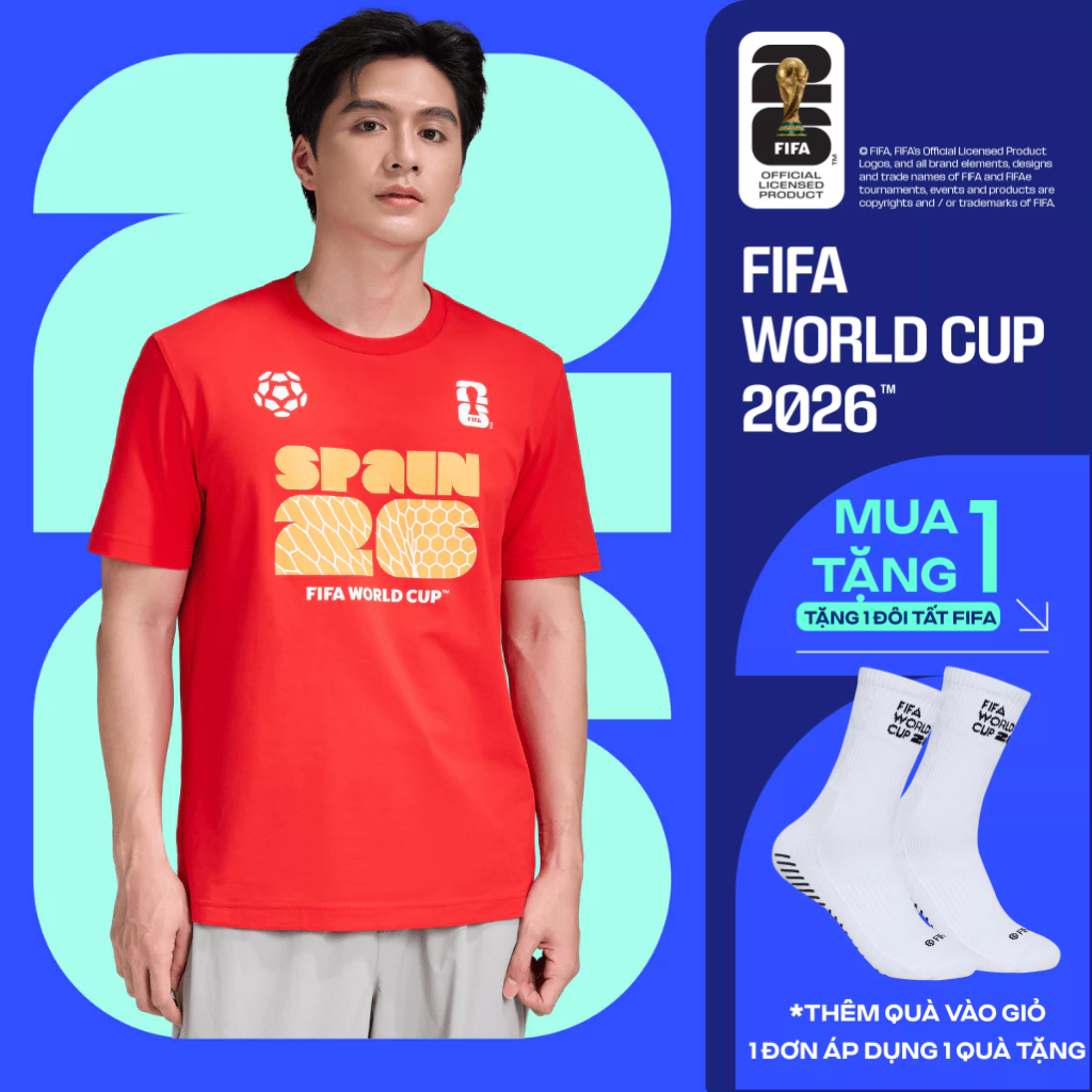 [TẶNG TẤT WC 2026]Áo thun Tshirt nam nữ Cotton Compact World Cup Spain Edition 26, Áo cổ vũ đội tuyển Tây Ban Nha