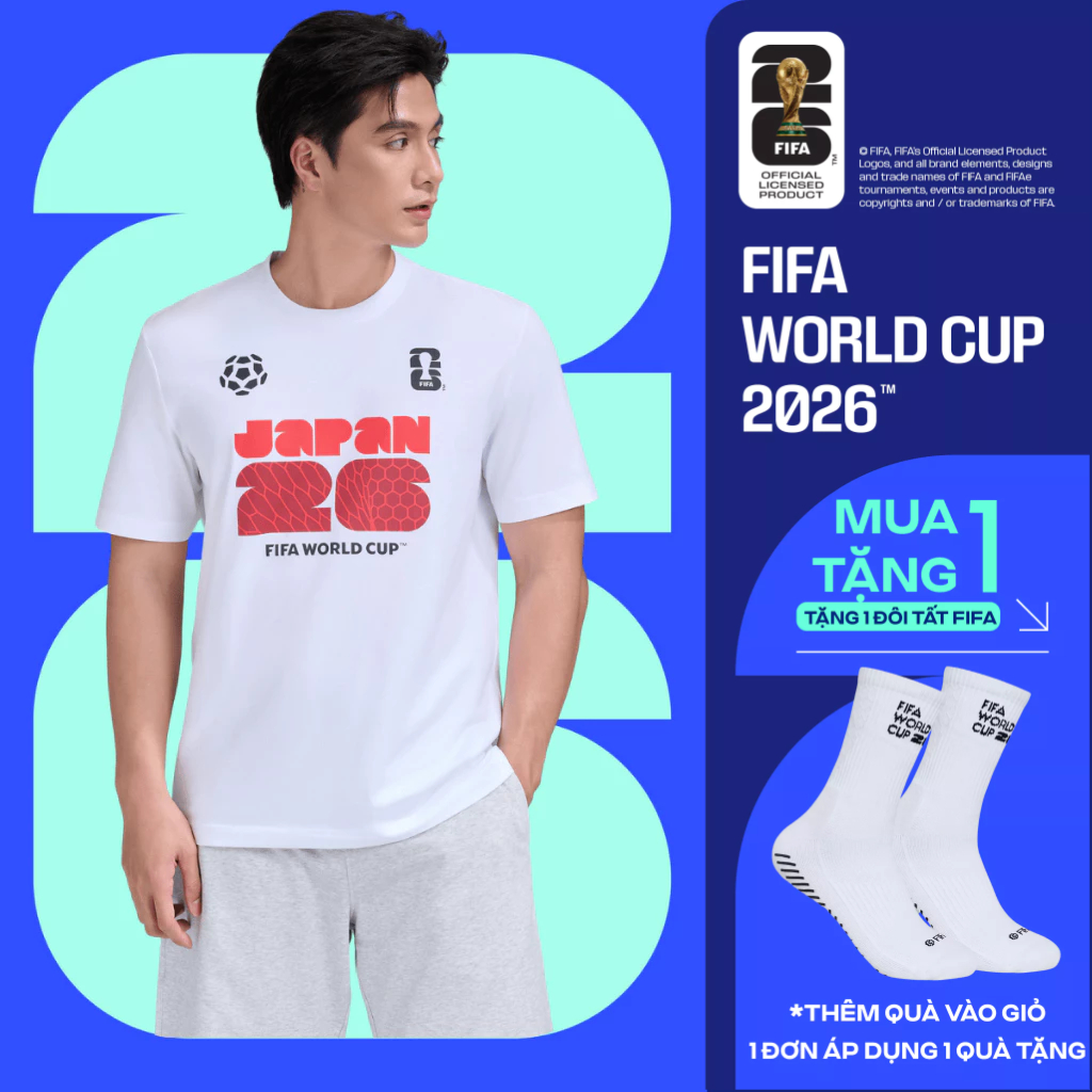 [TẶNG TẤT WC 2026]Áo thun Tshirt nam nữ Cotton Compact World Cup Japan Edition 26, Áo cổ vũ đội tuyển Nhật thoáng khí
