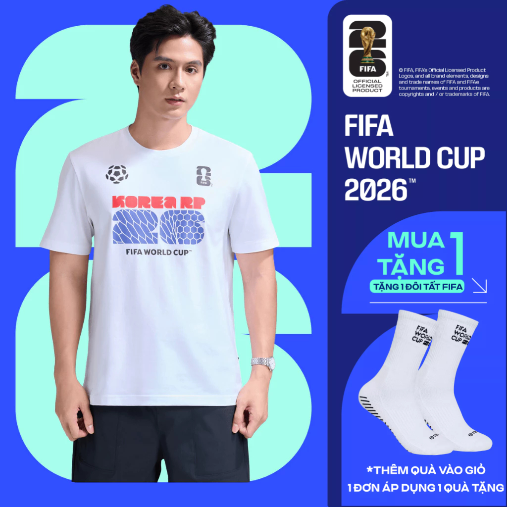 [TẶNG TẤT WC 2026]Áo thun Tshirt nam nữ Cotton Compact World Cup Korea Edition 26, Áo cổ vũ đội tuyển Hàn Quốc