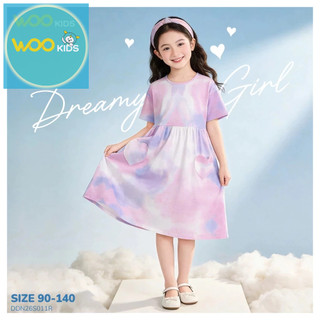 Váy Liền Dệt Kim Bé Gái DDN26S011R Wookids | Váy Mềm Co Giãn Thoải Mái Cho Bé 2-10 Tuổi