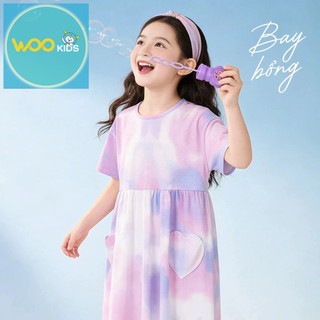 Váy Liền Dệt Kim Bé Gái DDN26S011R Wookids | Váy Mềm Co Giãn Thoải Mái Cho Bé 2-10 Tuổi