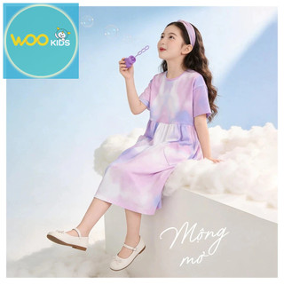 Váy Liền Dệt Kim Bé Gái DDN26S011R Wookids | Váy Mềm Co Giãn Thoải Mái Cho Bé 2-10 Tuổi