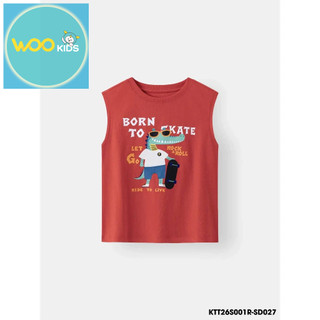 Áo Sát Nách Bé Trai KTT26S001R Wookids | Áo Ba Lỗ Bé Trai 2-9 Tuổi Mềm Mát Thoáng Khí Năng Động Thời Trang Trẻ Em