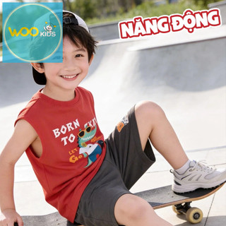 Áo Sát Nách Bé Trai KTT26S001R Wookids | Áo Ba Lỗ Bé Trai 2-9 Tuổi Mềm Mát Thoáng Khí Năng Động Thời Trang Trẻ Em