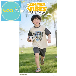Bộ Đồ Bé Trai KSH26S004R Wookids | Set Quần Áo Cotton 100% Mềm Mát Cho Bé 2-9 Tuổi