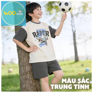 Bộ Đồ Bé Trai KSH26S004R Wookids | Set Quần Áo Cotton 100% Mềm Mát Cho Bé 2-9 Tuổi